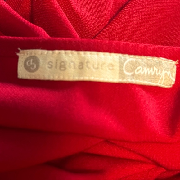 SIGNATURE CAMRYN Fringed Hem Red & Black ColorBlock Dress L NWOT - Picture 11 of 11